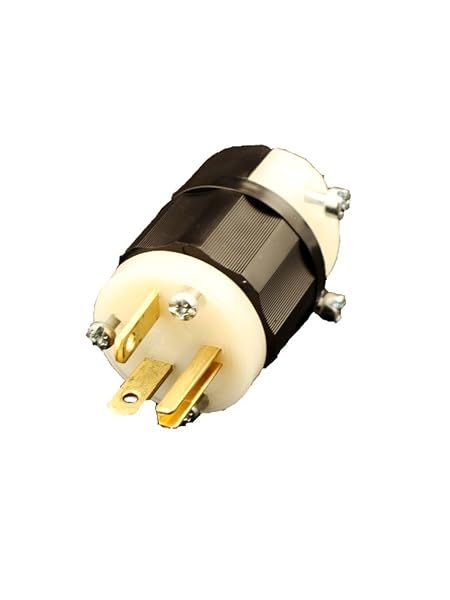 Leviton 5366-C 20 Amp Plug: Industrial Grade, 125 Volt, Grounding, Black-White - Durable & Reliable