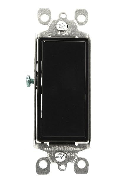 Leviton 5603-2E 15 Amp Decora Rocker 3-Way Switch - Quiet, Grounding, Residential Grade, Black