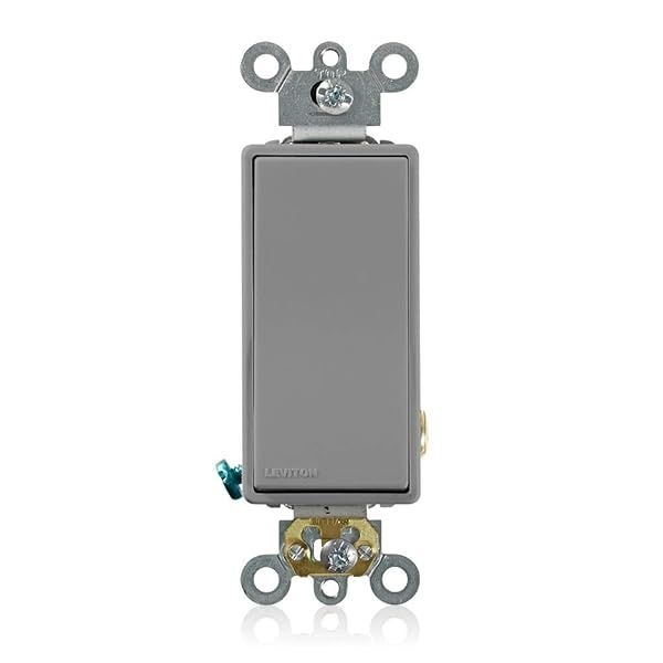 Leviton 5621-2GY 20 Amp Decora Plus Rocker Switch - Quiet, Gray, 120/277 Volt Single-Pole AC