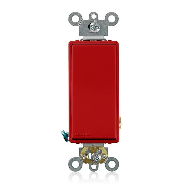 Leviton 5621-2R 20-Amp Decora Plus Rocker Switch - Quiet, Red, 120/277V Single-Pole AC