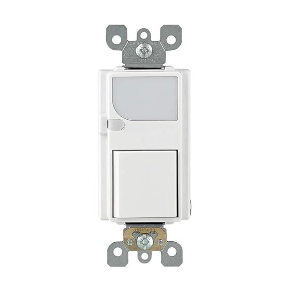 Leviton 6526-W 15A Decora Switch with LED Guide Light - White | Easy Installation & Energy Efficient