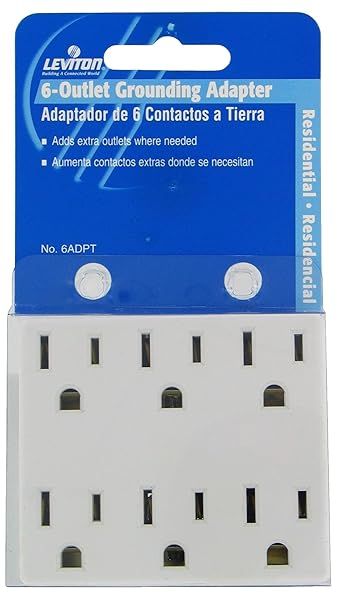 Leviton 6ADPT-W 15 Amp 125 Volt 6 Outlet Grounded Adapter - Reliable Power Solution