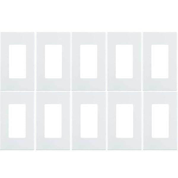 Leviton 80301-SW Screwless Wallplate 10 Pack - White Decora Plus for Easy Installation