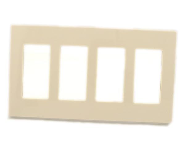 Leviton 80312-ST 4-Gang Screwless Wallplate in Light Almond - Easy Snap-On Installation