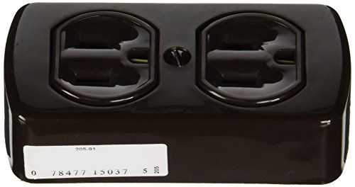 Leviton 91 15 Amp Grounding Double Surface-Mount Outlet for Round & Flat Plugs - Brown