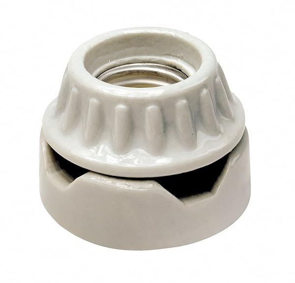 Leviton 9880 Keyless Porcelain Lampholder - Medium Base, Surface Mount, Single Circuit, White