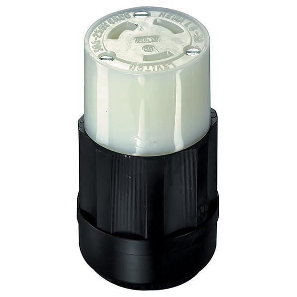 Leviton C2623 30 Amp Locking Connector - NEMA L6-30R, 250V, Industrial Grade, Grounding, Black-White