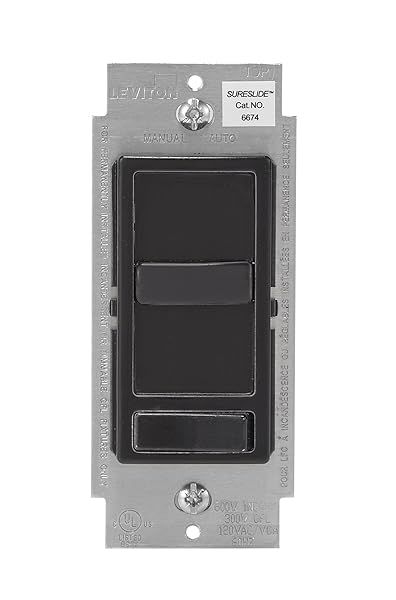 Leviton SureSlide Dimmer Switch 6674-P0E for Dimmable LED, Halogen & Incandescent Bulbs - Black