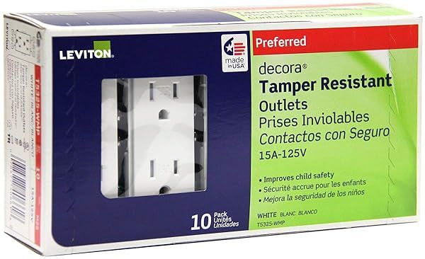 Leviton T5325 15 Amp Decora Tamper-Resistant Wall Outlet - 10 Pack, White | Durable & Safe Electrical Solutions