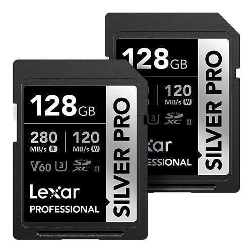 Lexar 128GB Professional SILVER PRO SDXC Memory Card - UHS-II, 280MB/s, Ideal for 4K Video & Photography