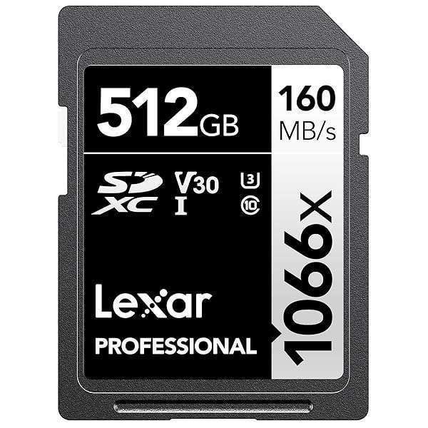 Lexar 512GB Professional 1066x SDXC Card: Fast UHS-I, C10, U3 for DSLR & 4K Video - Up to 160MB/s Read Speed
