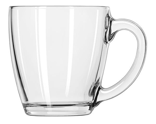 Libbey 15.5 oz Tapered Mugs - Set of 6 Clear Glass Coffee Cups for Home & Office
