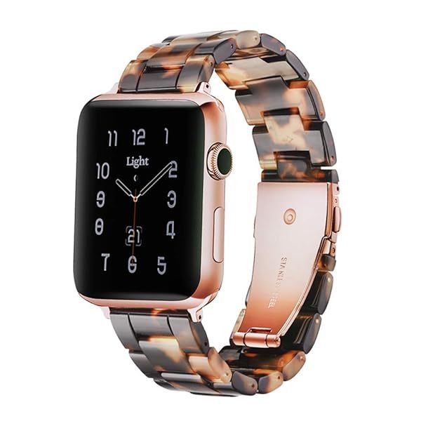 Fashion Resin Apple Watch Band for Series 10 9 8 Women Tortoise Stone Compatible with 38mm 40mm 41mm 42mm Models