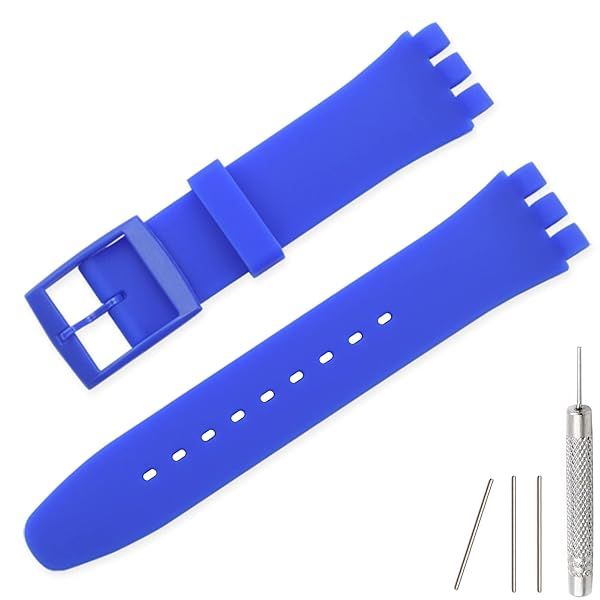 Lijinlan Waterproof Silicone Band for Swatch 17mm 19mm 20mm Dark Blue Replacement Wristband Watch Strap