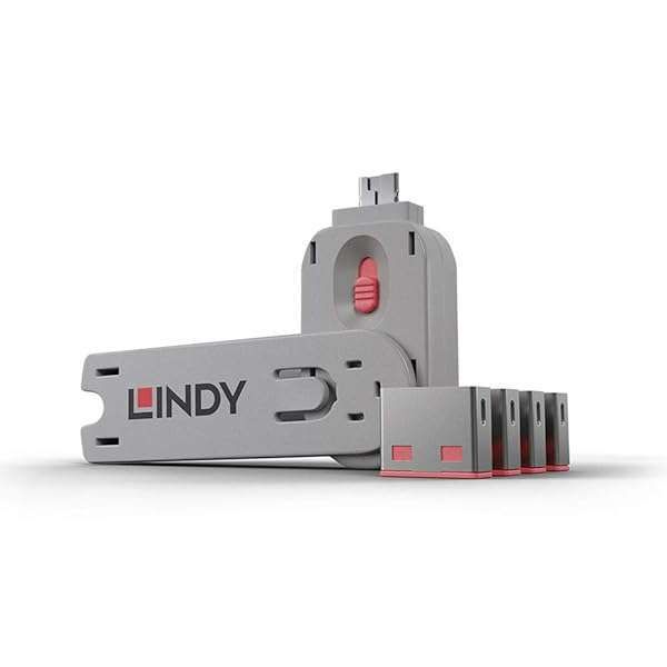 Buy Lindy USB Port Blocker Pack of 4 - Red (40450) for Enhanced Security & Protection