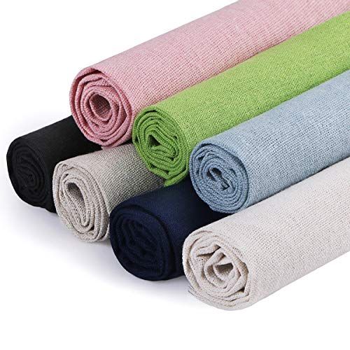 Shop Kissbuty 7 Colors Linen Needlework Fabric for Embroidery & Craft - 19.6x19.6 Inch Cloth for Garments & Flower Pot Decor