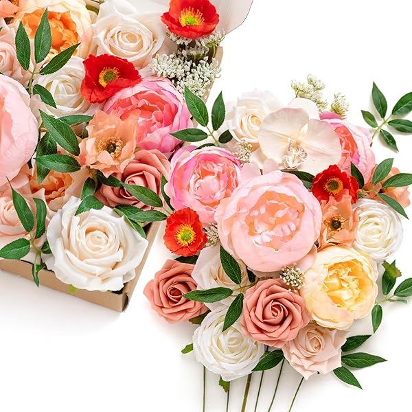 Ling's Moment Artificial Flowers Box Set Aromatic Coral for DIY Wedding Bouquets Centerpieces Party Baby Shower Home Decor
