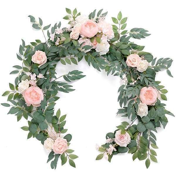 6FT Eucalyptus & Rose Arch Flower Garland - Perfect Wedding & Holiday Decor in Blush Pink & Cream