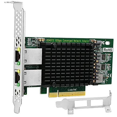 LinksTek X540T2 Dual 10GbE RJ45 Ethernet Adapter for Servers and PCs with Intel X540AT2 Controller for Virtualization Storage and Gaming