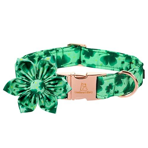 Lionheart Glory St. Patrick's Day Dog Collar Adjustable Floral Pattern for Medium Dogs Cute Pet Accessory