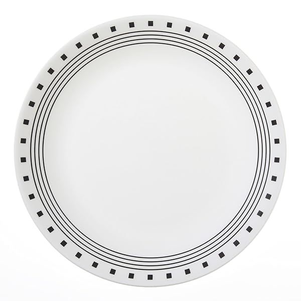 Livingware City Block Dinner Plates - 10.25 Inch Set of 6 | Durable & Stylish Tableware