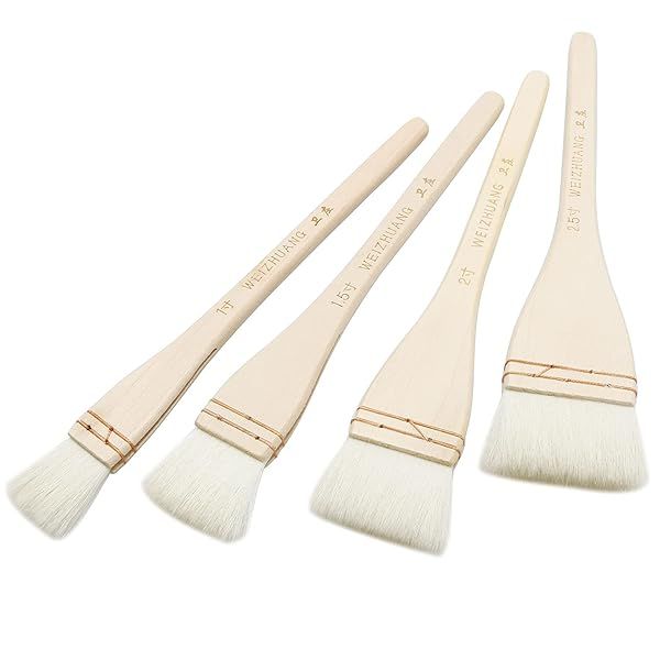 Longdex 4PCS Mark Hake Paintbrush Set - Professional Soft Goat Hair Brushes for Watercolor & Pottery