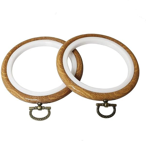 Longdex 4 Inch Embroidery Hoop Ring 2PCS Round Cross Stitch Display Frames for Sewing and Ornaments