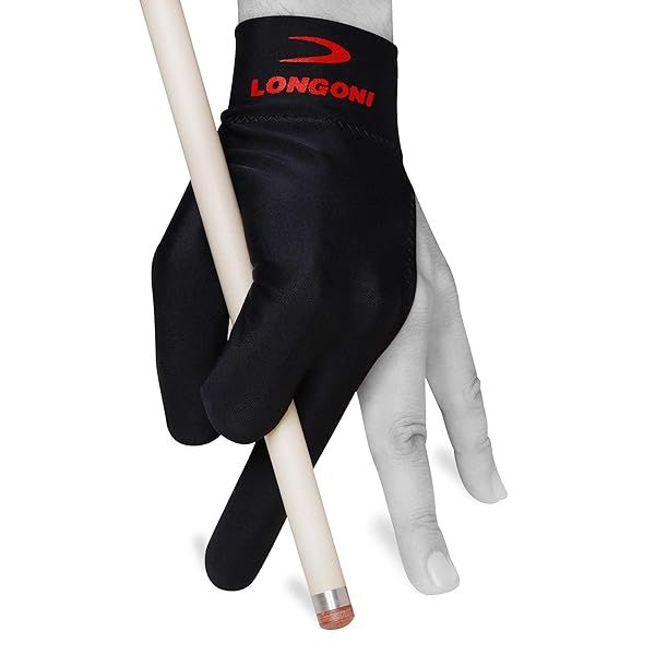 Longoni Black Billiard Pool Cue Glove - One Size Fits All for Left-Handed Players