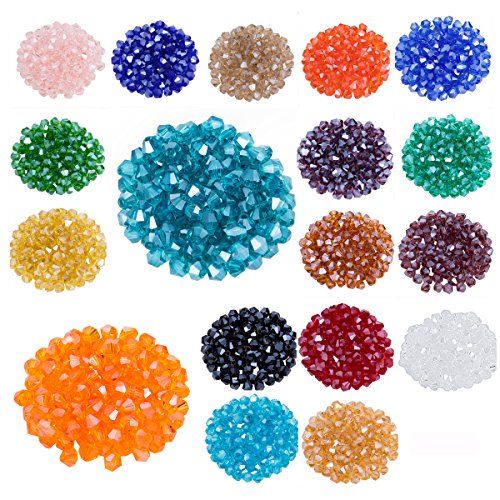 Wholesale 1800pcs 4mm Glass Bicone Beads - LONGWIN Crystal Beads for DIY Jewelry, Bracelets, Necklaces & Earrings (Color 2)