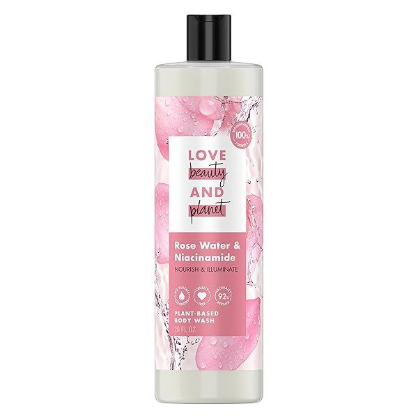 Love Beauty and Planet Plant-Based Body Wash: Nourish Skin with Rose Water & Niacinamide - 100% Biodegradable 20 fl oz