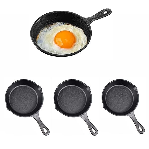 Lssapr 4 Pack Mini Cast Iron Skillet Set Nonstick Small Frying Pans for Indoor Outdoor Use Oven Grill Safe 4 Inch Black