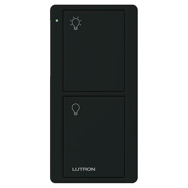 Lutron Pico Remote for Caseta Smart Switch 2-Button On Off Control Table Top or Wallmount Black PJ2-2B-GBL-L01