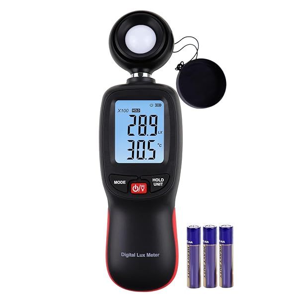 High-Precision Lux Meter with Data Recording & Backlight - 0-200,000 Lux/FC Range, MAX/MIN/Hold Functions