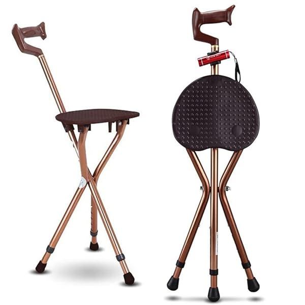 M-GYG Folding Cane with Seat 400 lbs Capacity Lightweight Aluminum Walking Stick Stool with LED Light for Men and Women