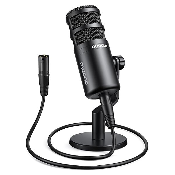 MAONO XLR Podcast Microphone Cardioid Dynamic Mic for Vocal Recording Streaming Voice Over and Voice Isolation Technology