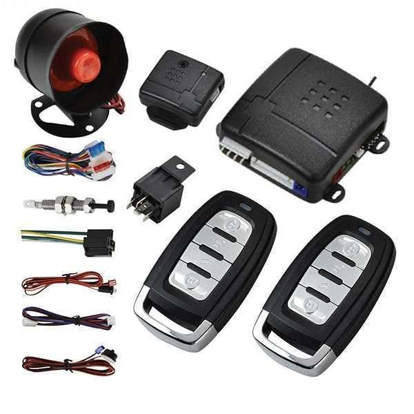 MASO Universal Car Central Lock Kit: Remote Control, Shock Sensor & 2 Replacements for Secure Vehicle Access