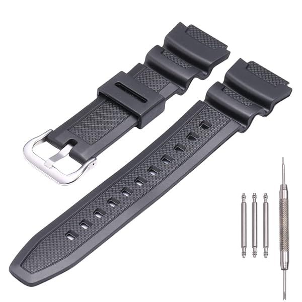 MCXGL Natural Resin Replacement Watch Band Compatible with Casio W218H W-219H AE1200WH AE-1300WH W800H SGW-300H F-108WH Waterproof Rubber strap