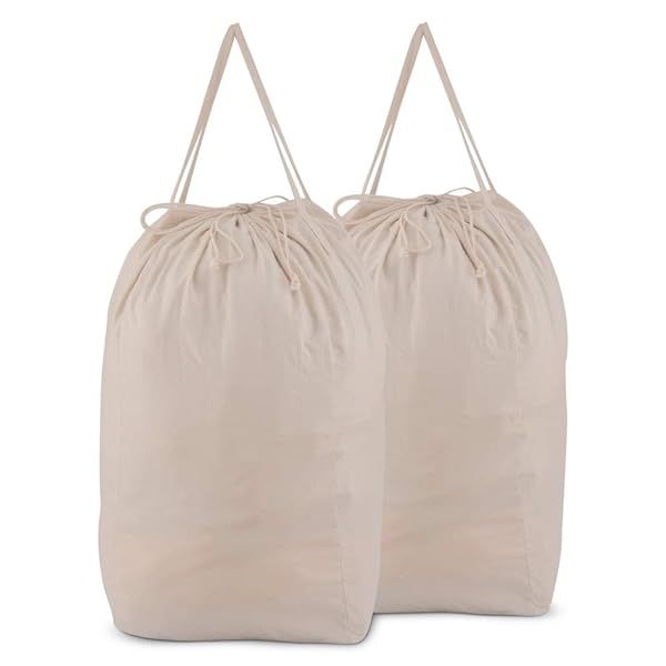 MCleanPin 140L Washable Laundry Bags with Handles - Perfect for College Dorms & Travel - 2 Pack Beige