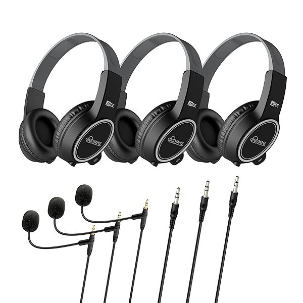 MEE audio KidJamz 3 Child Safe Headphones Volume Limiting Technology Black 3-Pack for Kids