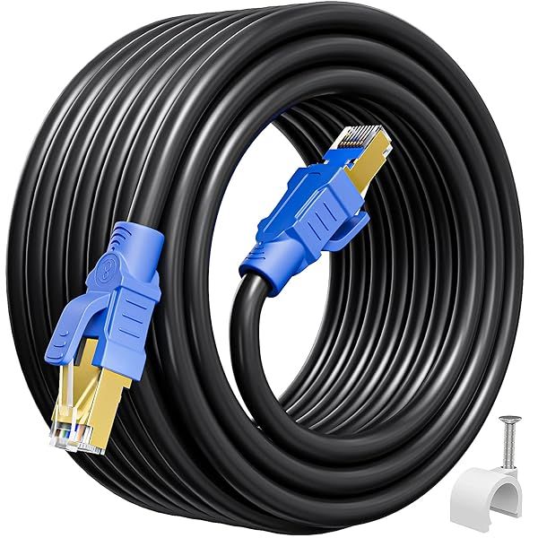 MEIPEK Cat 8 Ethernet Cable 30ft - High Speed, Weatherproof, Heavy Duty 40Gbps Network Cable for Indoor/Outdoor Use