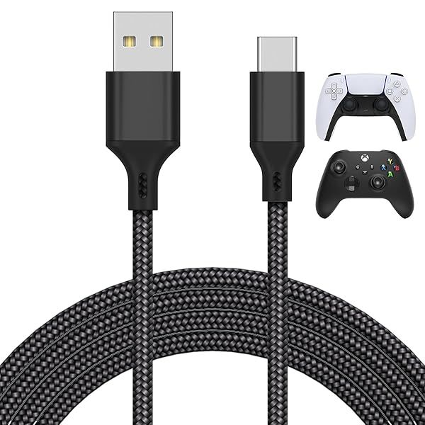 MENEEA 16.4FT Nylon Braided Charger Cable for PS5 Xbox Series X Switch Pro USB Type-C Accessories Black
