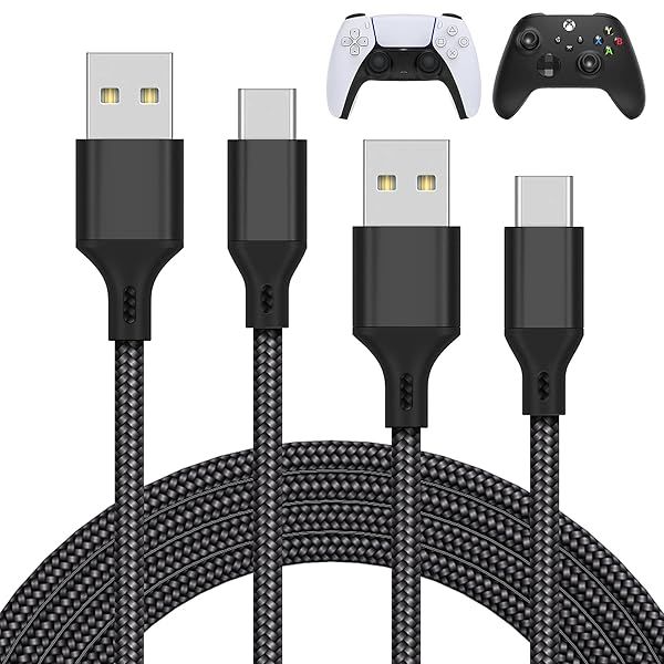 MENEEA 10FT Charger Cable for PS5 Xbox Series X/S Nintendo Switch Nylon Braided USB C Cord 2 Pack Replacement for Controllers