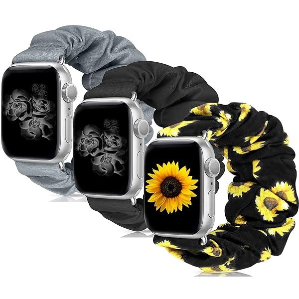 MEULOT Soft Elastic Scrunchie Watch Bands for Women Compatible with Apple Watch Series 1 to 9 Various Sizes Stylish Replacement Wristband