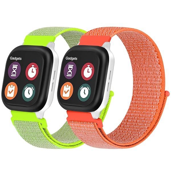 MHunter 20mm Nylon Watch Band for Gizmo & Gabb Watch 1/2/3 | Soft, Breathable Sport Strap in Orange/Yellow