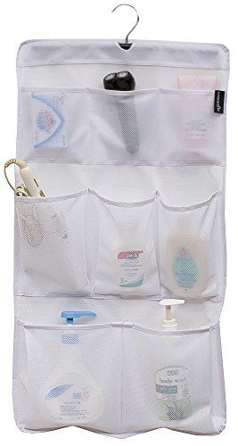 MISSLO 8 Pocket Mesh Shower Organizer Hanging Caddy Quick Dry Bathroom Storage White