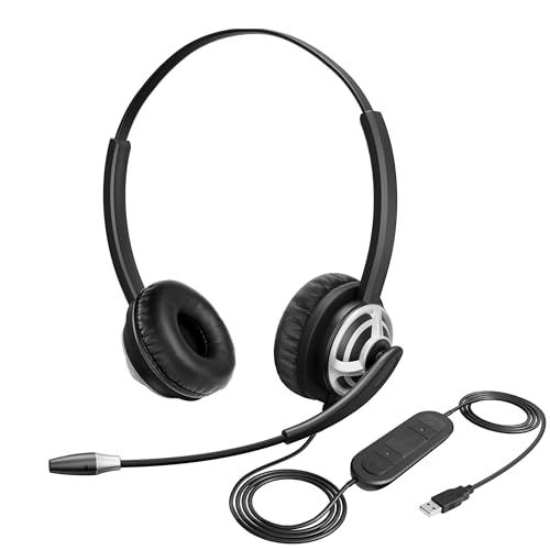 Best Wired USB Headset with Microphone for PC: Noise-Canceling Stereo for Zoom, Skype & Online Meetings