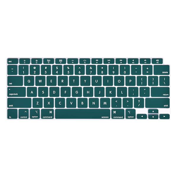 MOSISO Keyboard Cover for MacBook Air 13 inch 2022 2021 2020 A2337 M1 A2179 Waterproof Silicone Skin Deep Teal Backlit Magic Keyboard