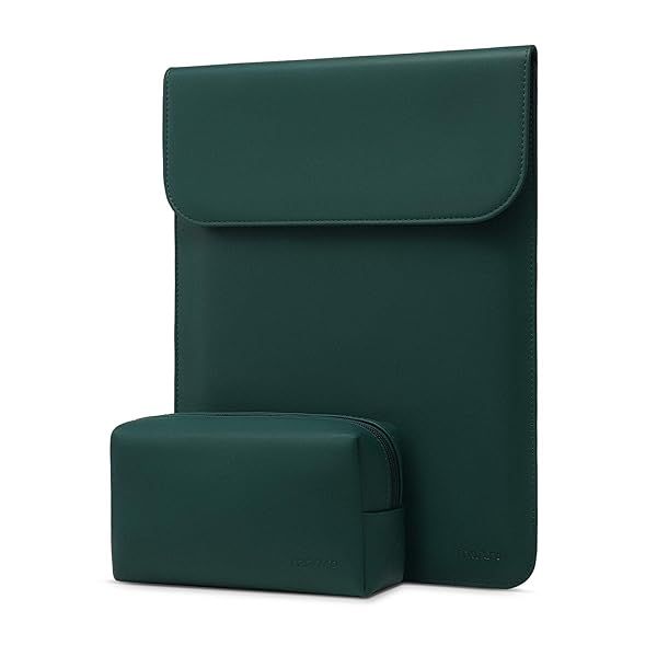 MOSISO 13 Inch Laptop Case Sleeve for MacBook Air Pro M2 M1 Faux Suede Leather Peacock Green with Small Bag