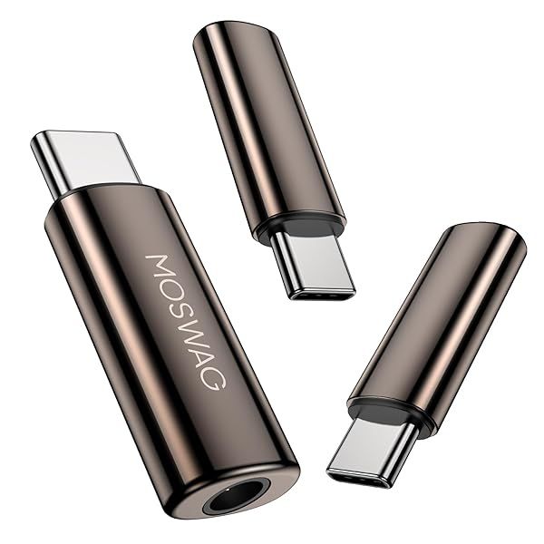High-Res MOSWAG USB C to 3.5mm Headphone Adapter for Samsung Galaxy S23, Pixel 7, iPad Pro - Aux Mic Audio Dongle