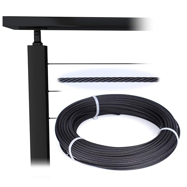 Buy Muzata 200 ft Black Stainless Steel Cable Railing Kit - T316 Wire Rope, 1800 lb Strength for Indoor/Outdoor Use